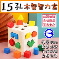 【免運費】台灣檢驗合格 商檢合格  十五孔 智力盒形狀 幾何形狀 配對智力盒 益智玩具 認知