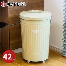 日本渡邊金屬｜OBAKETSU 手工製附輪垃圾桶 42L(送垃圾袋環)