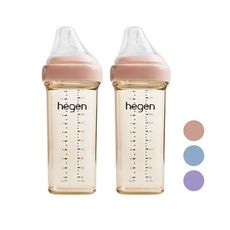 Hegen 金色奇蹟PPSU多功能方圓型寬口奶瓶330ml(雙瓶組)-嫣粉/漾紫/沁藍