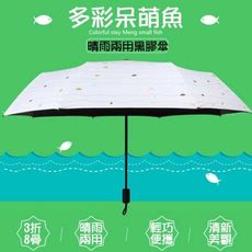 呆萌魚黑膠遮陽三折晴雨傘(CS-UB03)