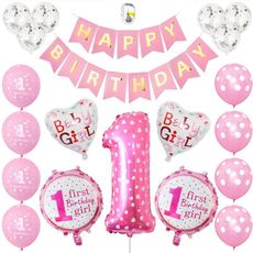 【WIDE VIEW】粉色愛心週歲生日派對氣球套組(BL-10)