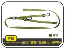 【綁固 Bon Strap】1.8M 捆綁帶+S鉤含檔片+雙環 手拉器 貨車綑綁帶 機車運送 有發票