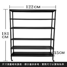 【我塑我形】122 x 35 x 181cm 六層-附輪子 菱格 烤漆  鐵力士 置物架 收納架