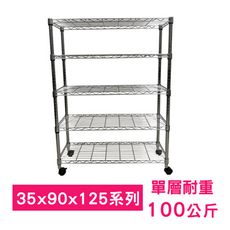 【我塑我形】90 x 35 x 125 cm 移動式萬用鐵力士鍍鉻五層收納架 鐵架 收納架 置物架