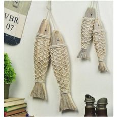 免運美式鄉村 複古 地中海 木質創 意 魚 挂飾牆飾 餐廳家居壁 飾牆面裝飾挂件 - 小號2條