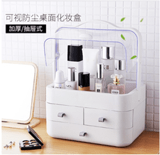 收納盒 化妝用品儲物箱 網紅化妝品收納盒大容量歐式特大號透明防塵桌面整理盒手提化妝箱