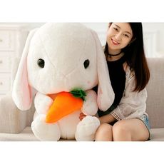 可愛垂耳兔公仔毛絨玩具小白兔子布娃娃長耳兔玩偶兔兔抱枕女生日 - 大號