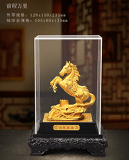 絨沙金馬 馬到成功鍍金金馬生肖馬擺件商務保險銀行工藝禮品
