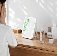 led燈化妝鏡 家用桌面充電梳妝鏡台式折疊化妝鏡帶燈