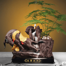 高山流水倒流香爐創意紫砂擺件禪意茶道家用招財香薰爐塔香檀香爐