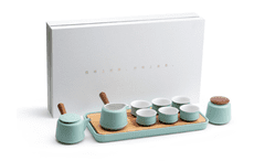 功夫茶具套裝家用小套簡約辦公陶瓷側把壺儲水式幹泡茶盤茶海 功夫茶具套裝
