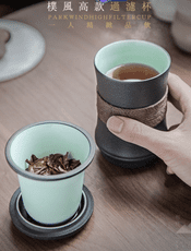 泡茶杯 陶瓷帶蓋馬克杯過濾辦公室茶杯濾茶杯定制喝茶杯子