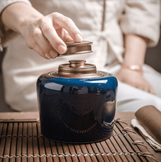 霁蓝茶叶罐陶瓷密封 大号存储罐家用存茶罐 防潮茶仓茶叶包装罐子