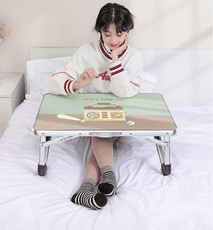 藍語床上小桌子學生宿舍家用懶人電腦桌簡易可折疊寫字簡約書桌