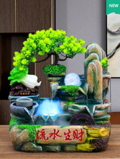 風水輪假山流水噴泉循環水生財客廳裝飾山水轉運球水景高山擺件