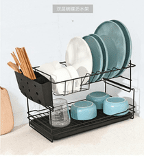 碗碟架瀝水架雙層廚房用品碗盤餐具置物架家用放碗筷收納盒瀝碗架