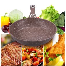 一件免運 麥飯石不粘鍋家用班戟牛紮糖鍋 煎鍋無油煙鍋電磁爐燃氣竈平底鍋通用熱源不粘鍋 - 30cm咖