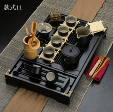 台灣黑陶仿古粗陶紫砂茶具套裝 功夫茶具 手工實木茶具整套 茶盤