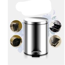 當天發貨加厚砂光垃圾桶家用不鏽鋼 袋蓋 腳踏式有蓋衛生間客廳大號廚房歐式垃圾筒 - 7升紅色圓形靜音