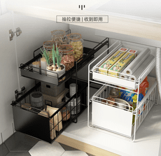 收納架落地式台面家用抽拉式架子儲物櫥櫃下用品下水槽置物架