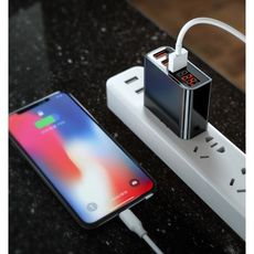 三孔智能數顯充電頭蘋果ipad充電器5v3.4快充衝usb多口通用一拖三電源適配器電壓電流顯示充電插