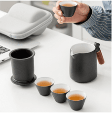 旅行功夫茶具套裝 便攜式防燙快客杯一壺四杯戶外陶瓷泡茶壺