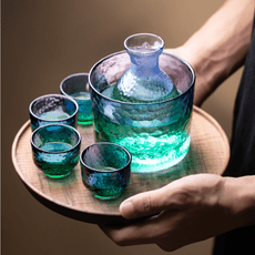錘紋玻璃溫酒器 日式清酒壺溫酒壺家用酒具套裝燙酒壺小酒杯