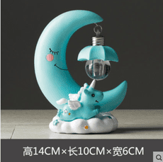 創意禮品送女朋友少女心防摔可愛樹脂月亮獨角獸桌面燈泡裝飾擺件