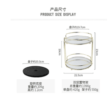 北歐風創意鍍金鐵藝陶瓷雙層蛋糕架果盆置物架 下午茶水果甜品盤