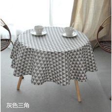 罵一送一幾何格子棉麻桌布圓桌桌布布藝北歐風格子圓桌布茶幾桌布圓形桌布格子桌布多款式可選 - 150*