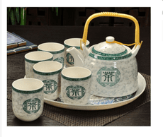 陶瓷茶具套装礼品 家用6只装茶杯简约现代客厅创意大号茶壶