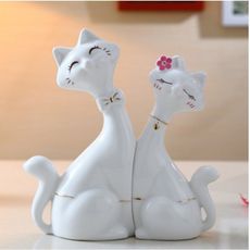 一件免運 對貓 創意 現代家居 裝飾品 擺設 客廳 婚慶擺件 可愛情侶陶瓷 對貓 結婚禮物 紀念品