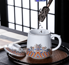 馬克杯陶瓷杯子粗陶簡約家用辦公三件套帶茶漏可定制logo禮品水杯