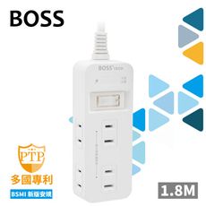 BOSS 1開6插2P高溫斷電正側插延長線-1.8米 S-09N (紙袋)