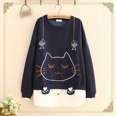 ＊ORead＊刺繡純棉圓領假兩件T恤(3色M~2XL)