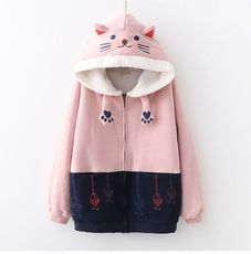 ＊ORead＊加絨加厚衛衣刺繡羊羔絨棉衣(2色F碼)