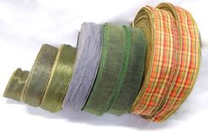 【整箱販售】節慶織帶63MM(2-1/2英吋寬、含鐵絲)/綠色/格子/藍色/條紋/秋天/特惠價/聖誕