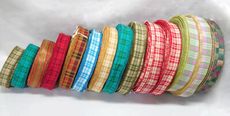 【整箱販售】節慶織帶38MM(1-1/2英吋寬、含鐵絲)/格子/藍白色/紅色/秋天/春天/特惠價/復