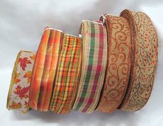 【整箱販售】節慶織帶63MM(2-1/2英吋寬、含鐵絲)/亞麻色/楓葉/格子/閃蔥/樹果/幾何圖形/