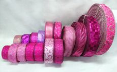 【整箱販售】節慶織帶63MM(2-1/2英吋寬、含鐵絲)/粉色/桃粉色/閃蔥/紫色/幾何圖形/特惠價