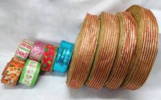 【整箱販售】節慶織帶63MM(2-1/2英吋寬、含鐵絲)/條紋/藍色/點點/聖誕襪/醜毛衣/特惠價