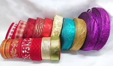 【整箱販售】節慶織帶63MM(2-1/2英吋寬、含鐵絲)/深紫色/紅色/閃蔥/金色/藍綠色/特惠價
