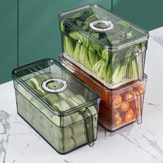 蔬果保鮮盒(帶蓋-可瀝水)  /冰箱收納盒保鮮盒 瀝水盒 保鮮盒 保鮮密封 廚房水果蔬菜分類收納