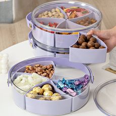 分格果盤家用零食盤(帶蓋.可手提) /水果盤 果乾收納籃 新年糖果盒