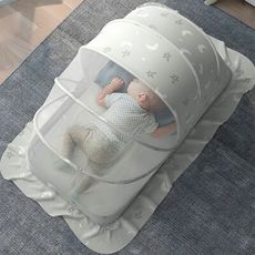 【挪威森林】全罩式嬰兒床摺疊蚊帳 兒童蚊帳-大號(5幅支架遮光頂級款)