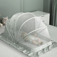 【挪威森林】全罩式嬰兒床摺疊蚊帳 兒童蚊帳-特大(5幅支架遮光頂級款)