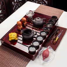 【居家家】茶具陶瓷全套功夫茶具套裝家用整套實木茶盤子紫砂泡茶壺
