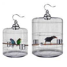 【居家家】家用小型寵物籠 鳥用品 懸掛式/手提式小鳥籠 圓形不鏽鋼鳥籠 籠子