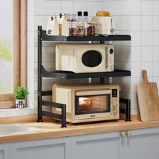 【居家家】廚房雙層專用微波爐架 微波爐架 台面放烤箱收納層架 可調節整理架