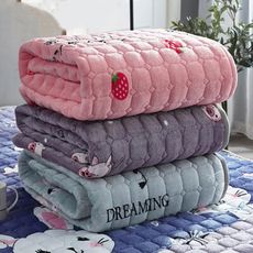 【居家家】法蘭絨毛毯床墊加絨護墊被褥冬季保暖150*200公分珊瑚絨床單床褥子